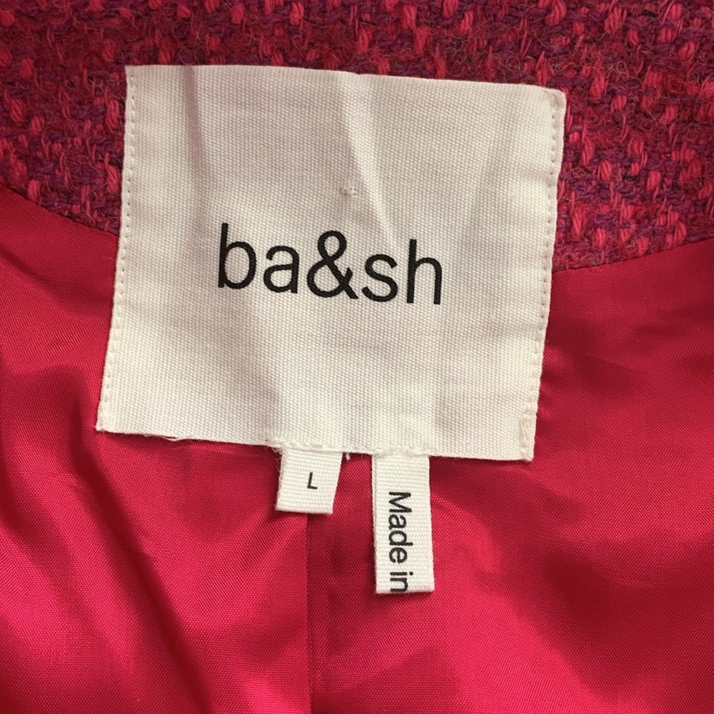 BA&SH BRITTANY JACKET PINK Textured Suit Jacket size L/3-Cropped Jacket - Picture 12 of 12